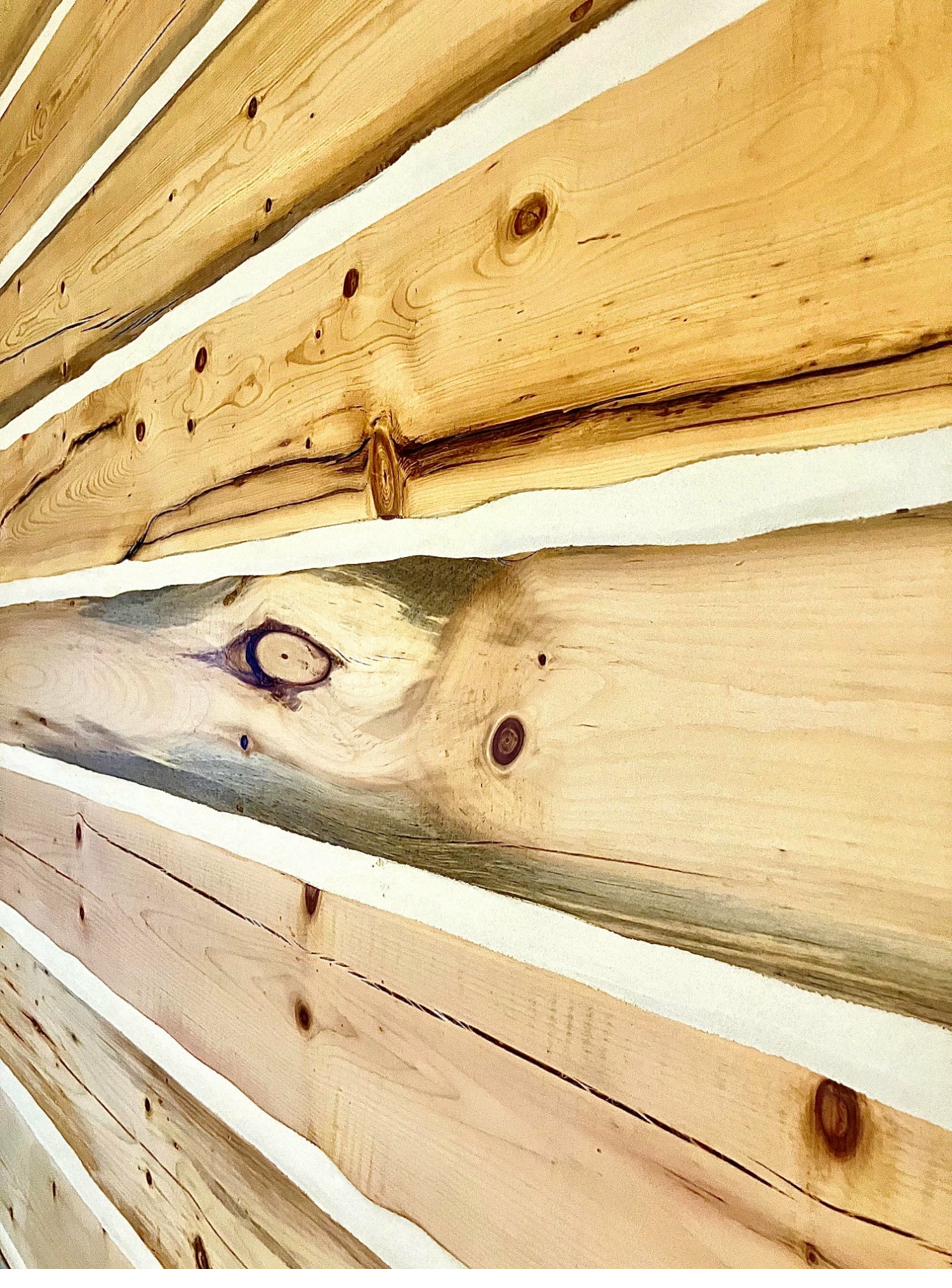 Log cabin chinking detail craftsmanship