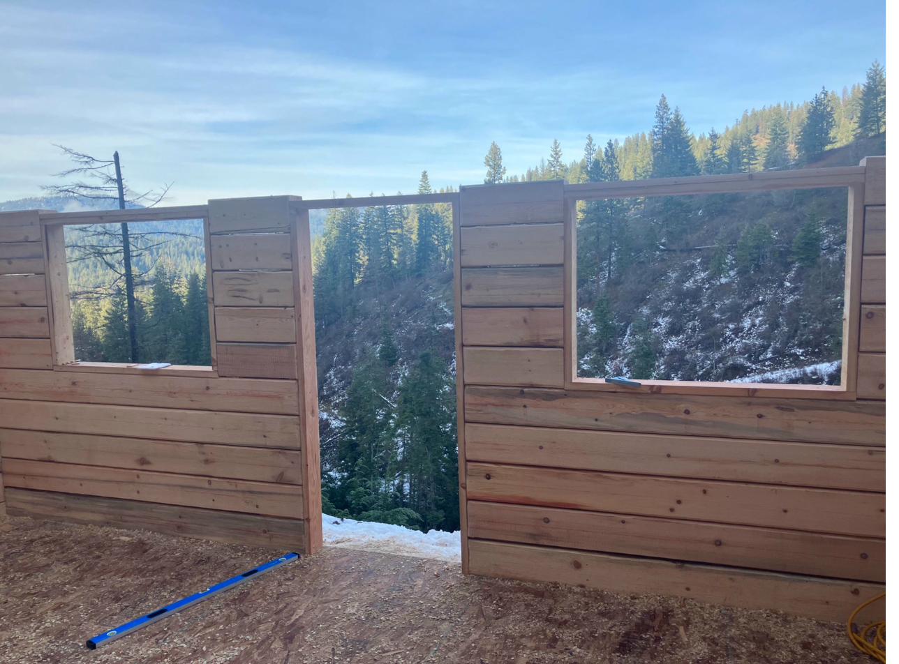 Log cabin construction progress Idaho